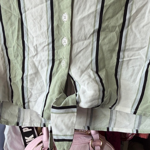 Forever 21 Green and Black Striped Button-Down Shirt size small - Picture 5 of 5